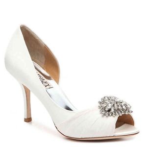 White wedding pumps